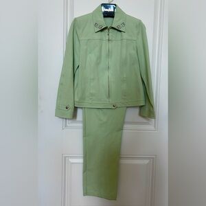 St. John Sport Light Green Two-Piece Zip Jacket and Pants Set